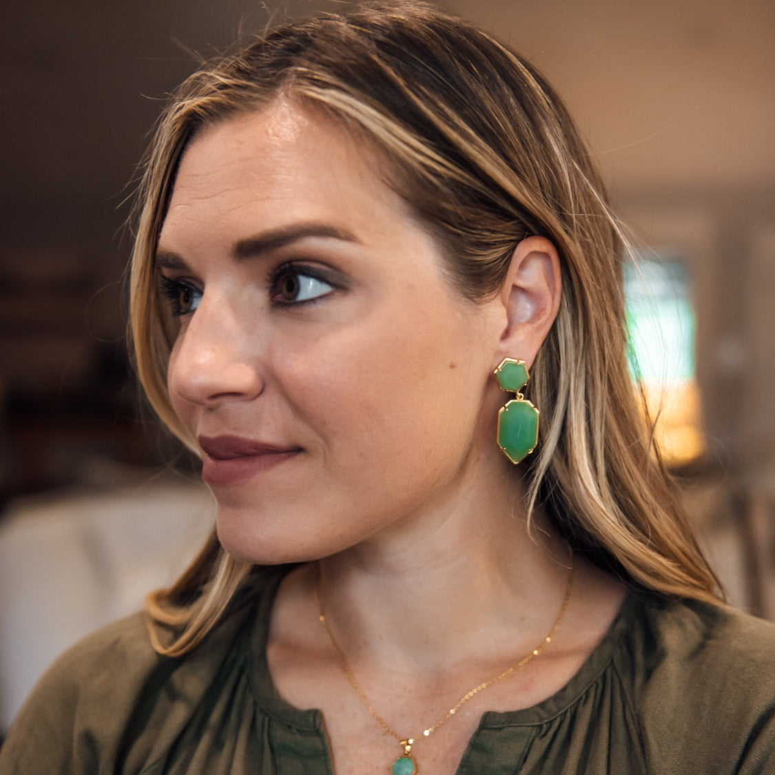 Meredith Earrings in Aventurine