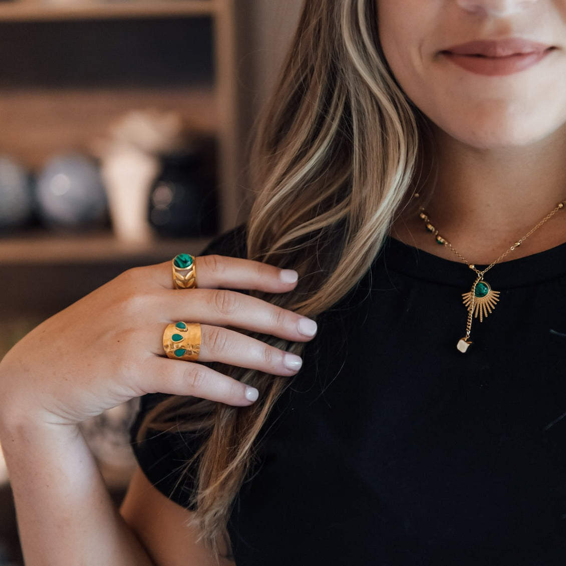 Heather Ring in Malachite