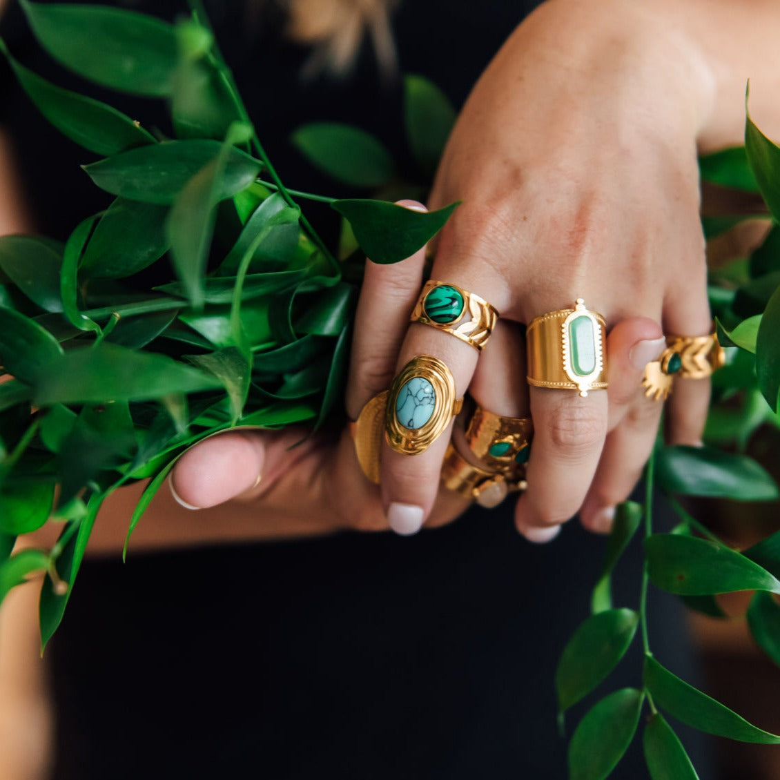 Heather Ring in Malachite