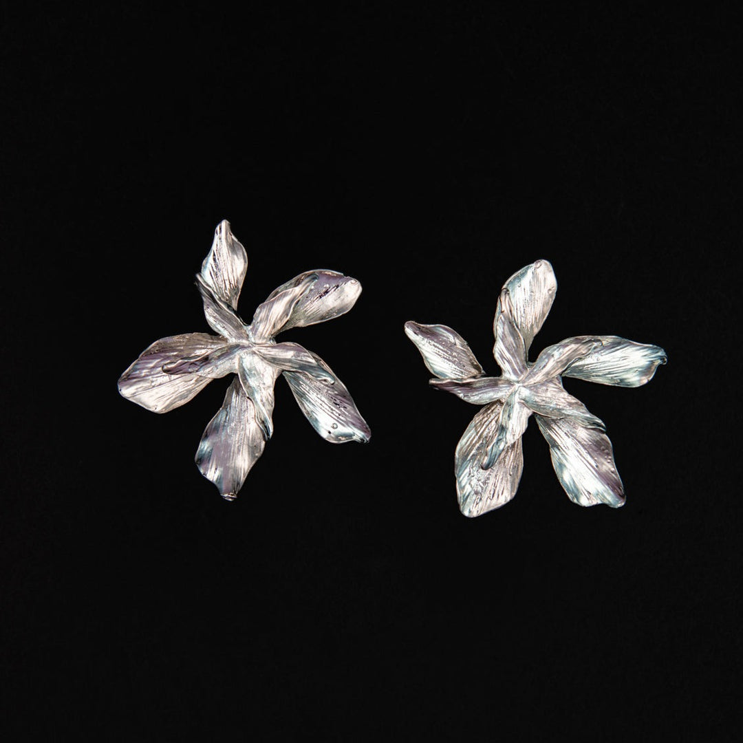 Poinsettia Earrings in Silver