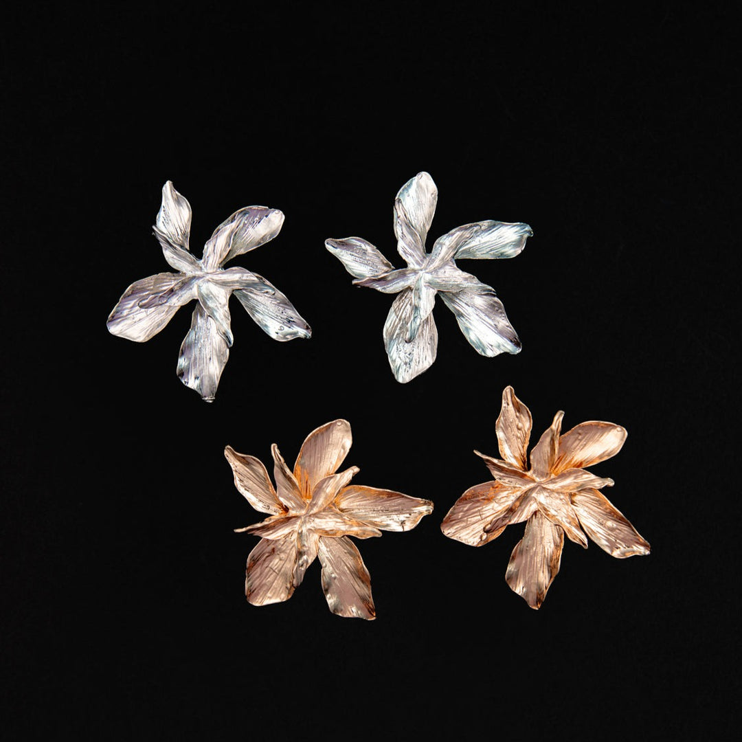 Poinsettia Earrings in Silver