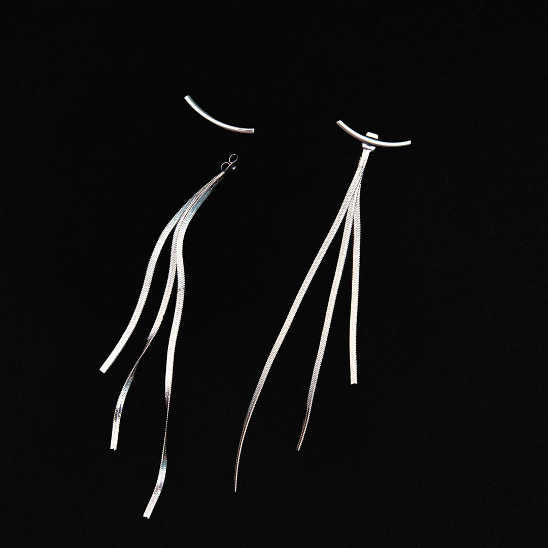 Tinsel Tassel Earrings in Silver