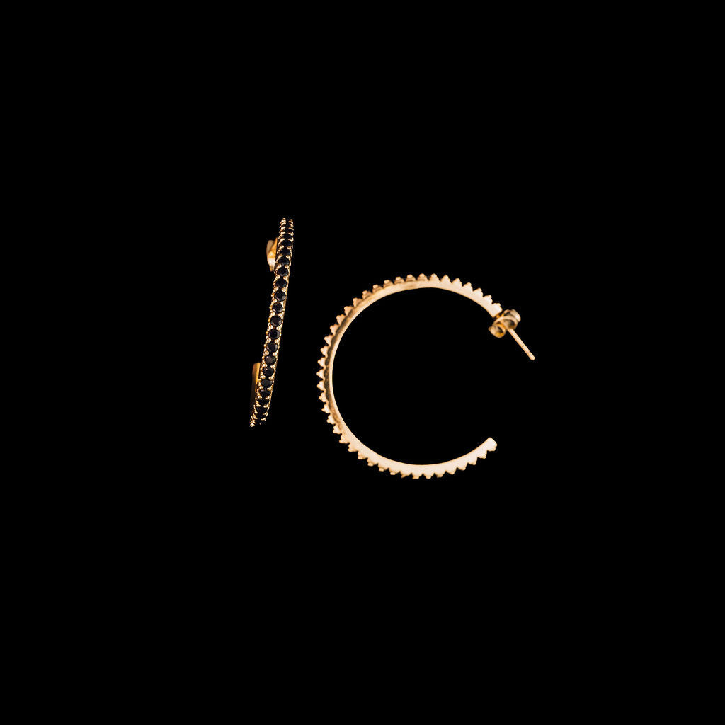 Kelce Hoop Earrings in Black