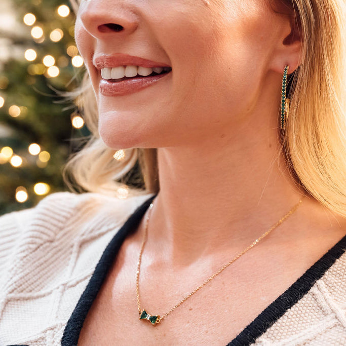 Bow Tie Necklace in Emerald