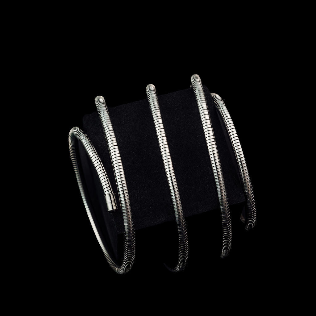 wire wrap coil spring adjustable bracelet cuff Silver Kimberly wrap bracelet