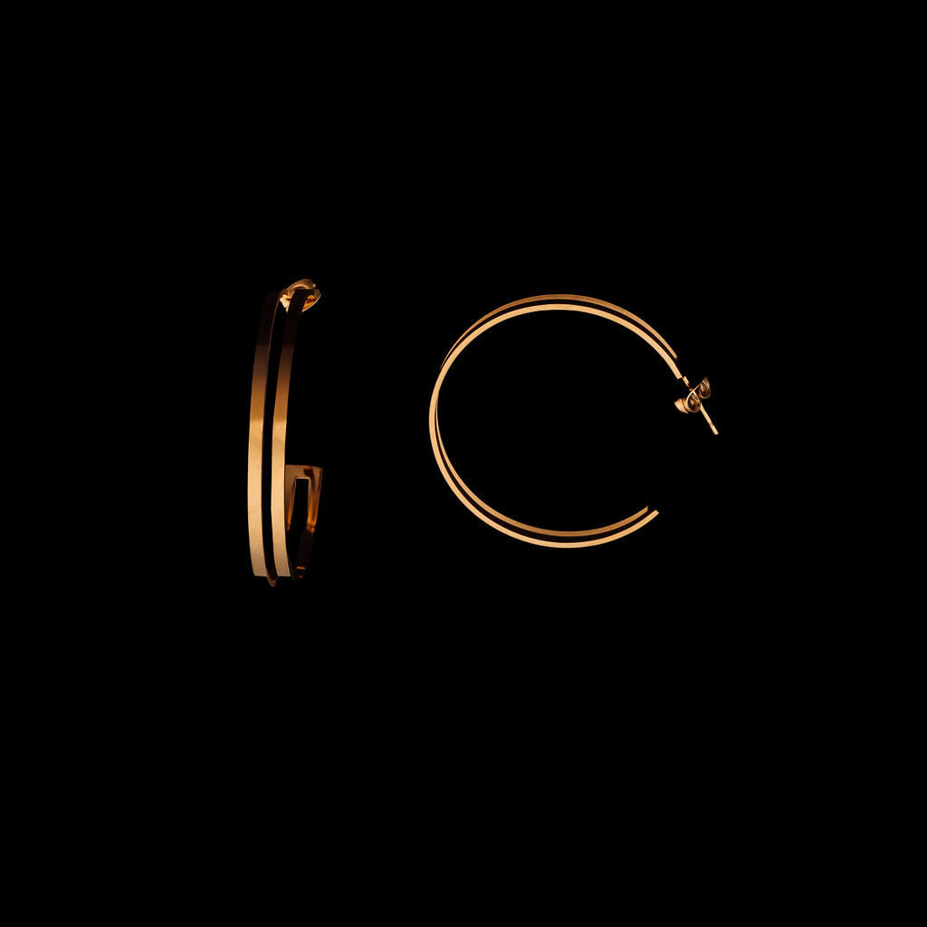 Stainless steel gold plated light weight hoop earrings