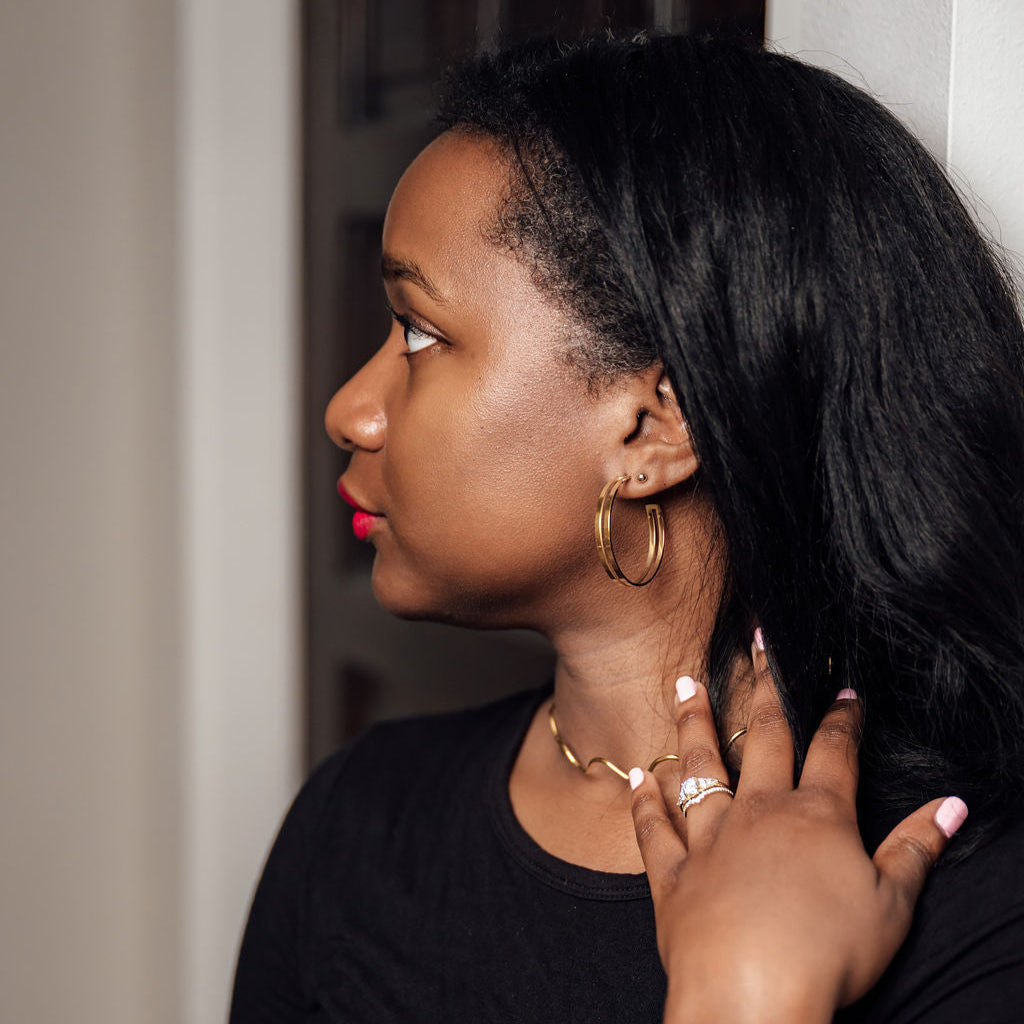 Stainless steel gold plated light weight hoop earrings