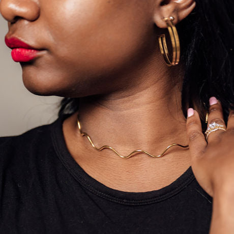 Stainless steel gold plated light weight hoop earrings