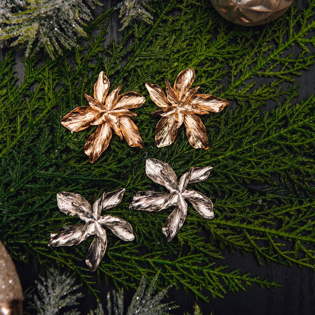 Poinsettia Earrings in Silver
