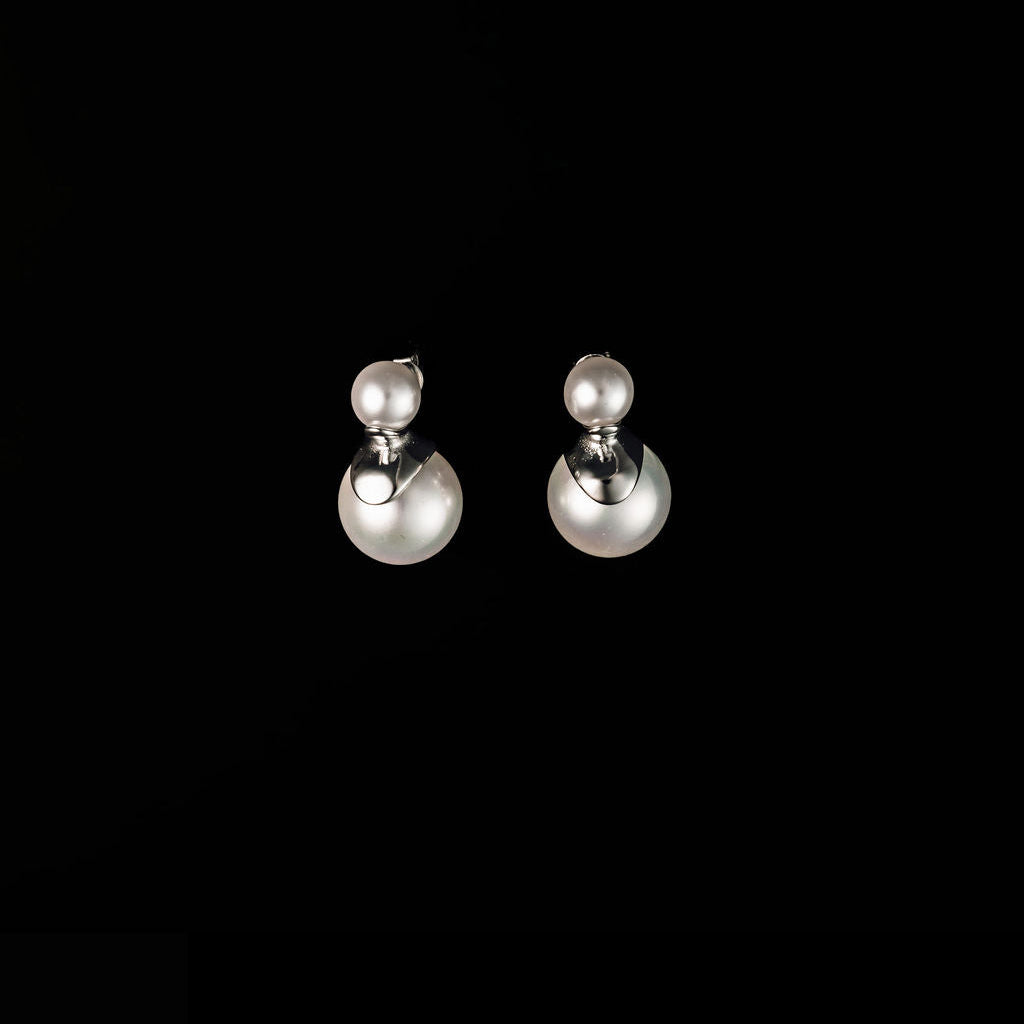 Camille Pearl Stud Earrings in Silver