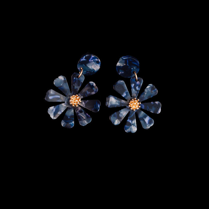 Flora Acetate Earrings- Blue
