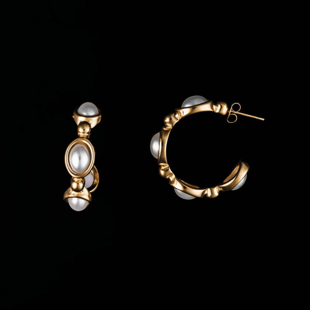 Iris Pearl Hoop Earrings