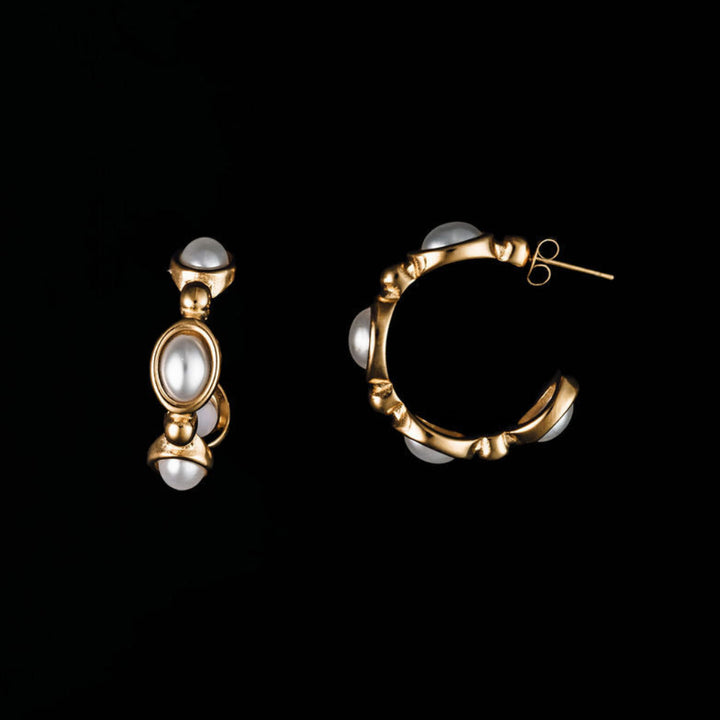 Iris Pearl Hoop Earrings