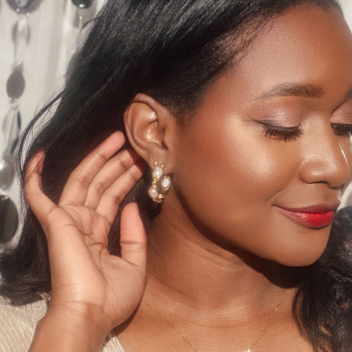 Iris Pearl Hoop Earrings