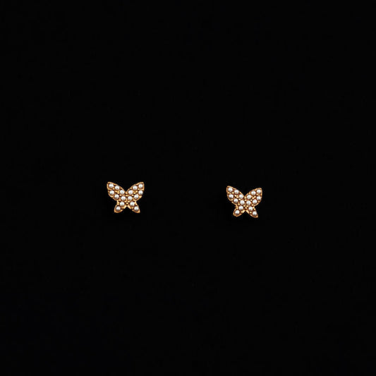 Micro Butterfly Studs in Pearl