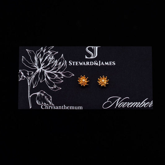 Chrysanthemum Micro Stud Earrings- November