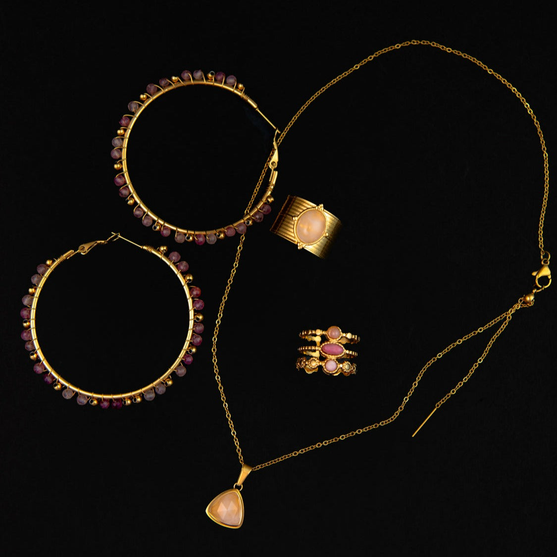 Marian Earrings in Pink Opal