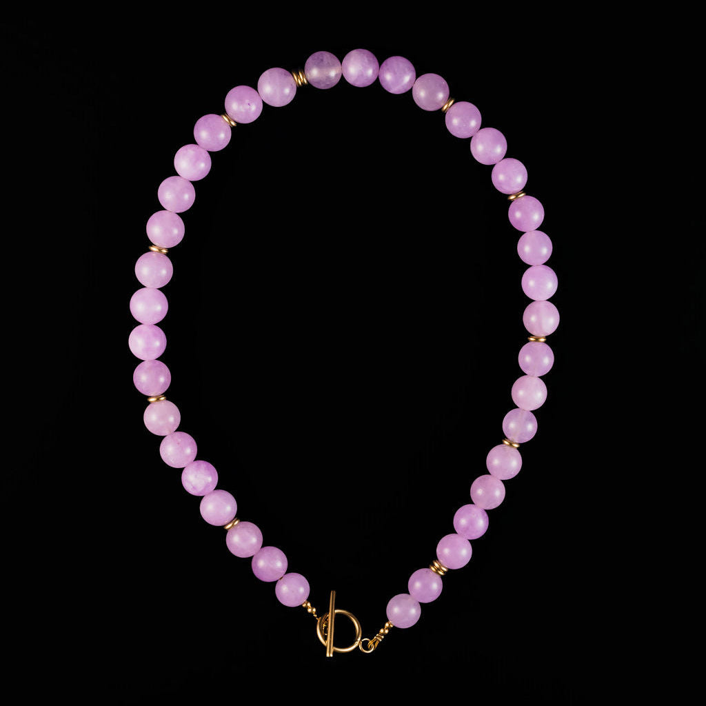 16-inch lilac purple agate beaded necklace with toggle closure