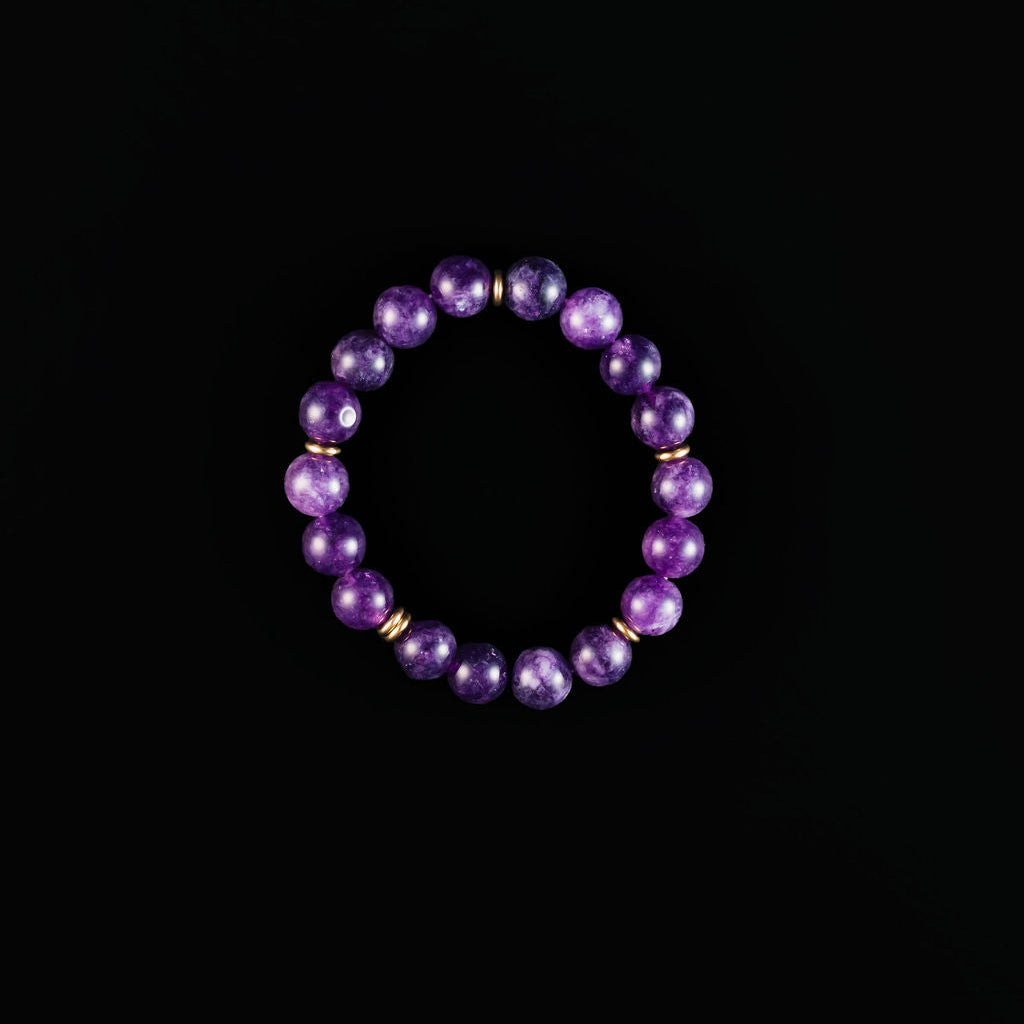 Purple charoite elastic beaded bracelet