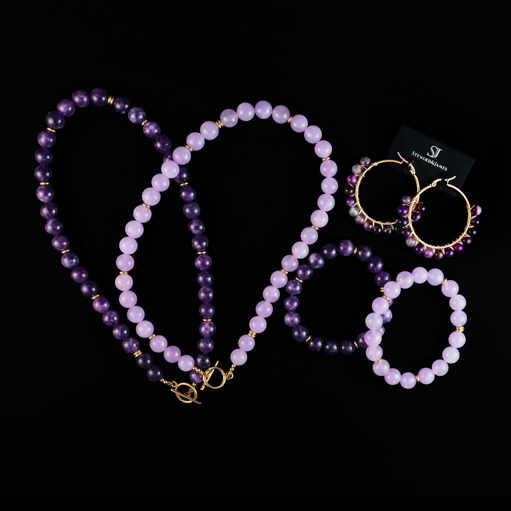Rally Beaded Necklace-Purple