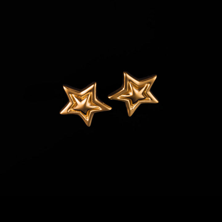 1-inch gold star stud earrings in stainless steel