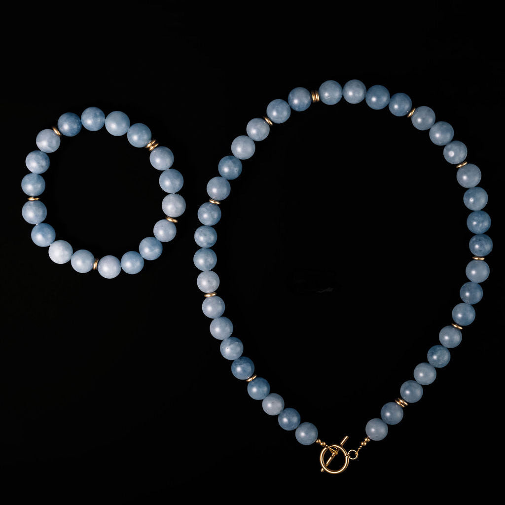Rally Beaded Necklace- Aqua