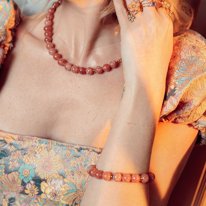 Rally Beaded Necklace- Rose
