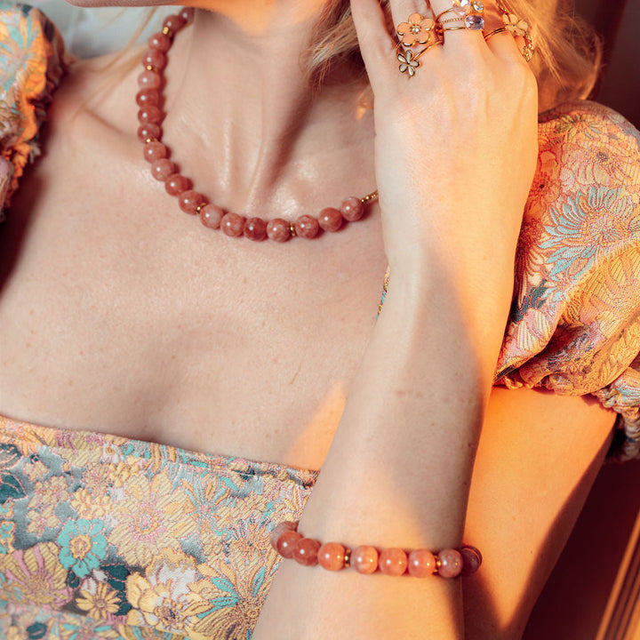 Rally Beaded Bracelet- Rose