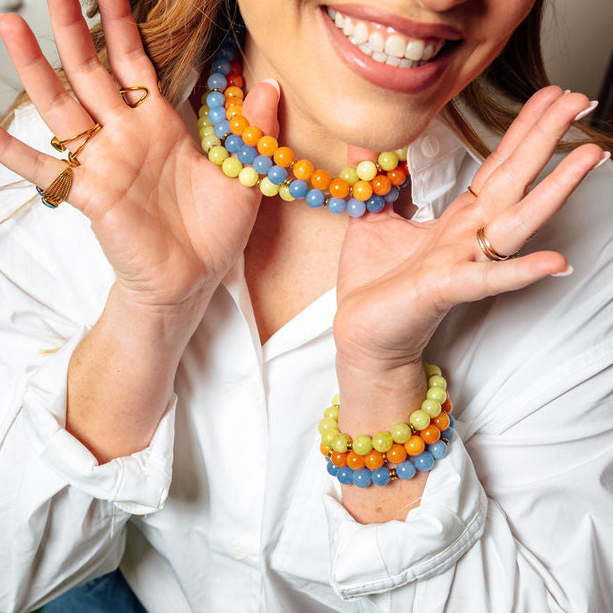 Rally Beaded Necklace- Aqua