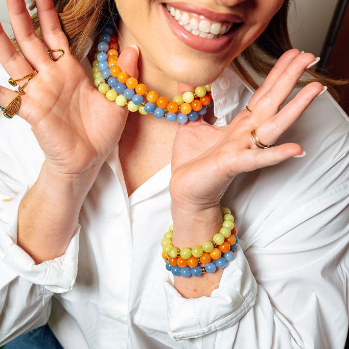 Rally Beaded Bracelet- Aqua