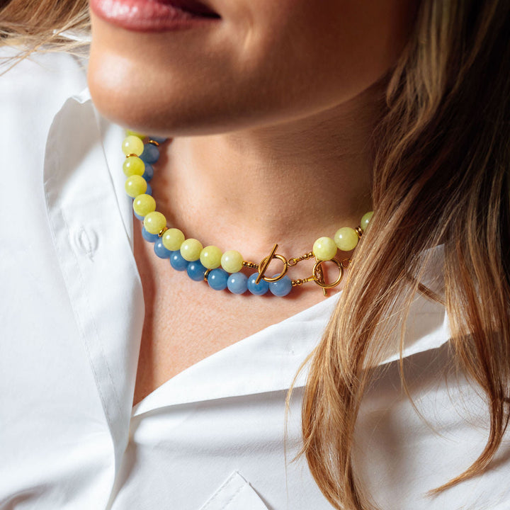 Rally Beaded Necklace- Aqua