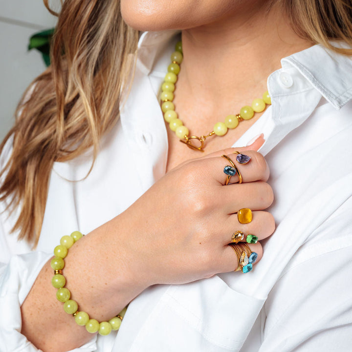 Rally Beaded Necklace- Citron