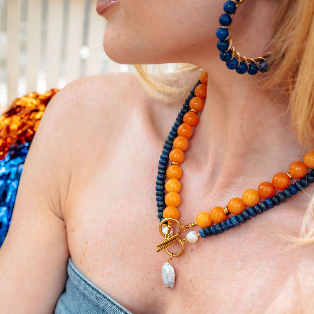 Al Beaded Necklace-Lapis