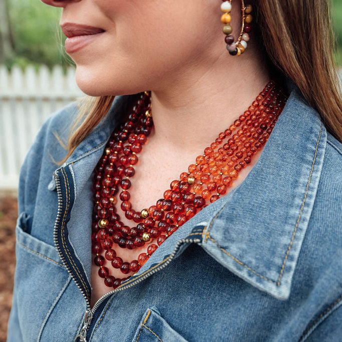 Lineup Layered Beaded Necklace in Amber