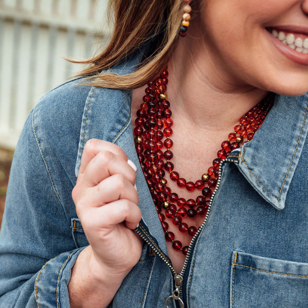 Lineup Layered Beaded Necklace in Amber