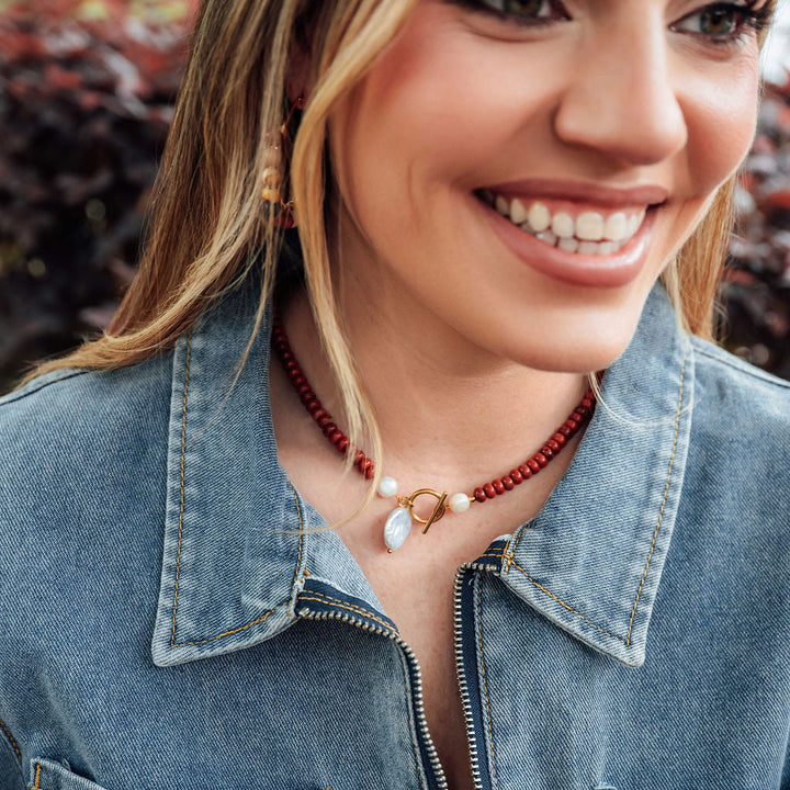 Al Beaded Necklace-Red