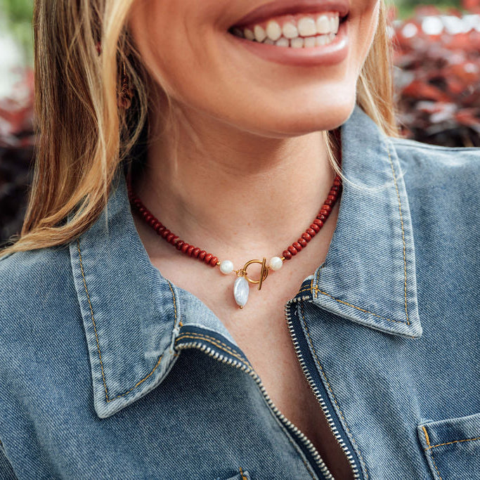 Al Beaded Necklace-Red