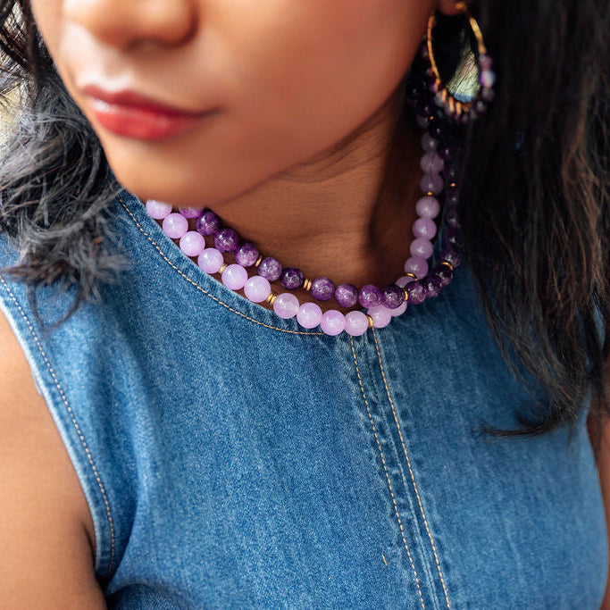 Rally Beaded Necklace-Lilac
