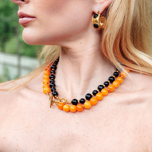 Rally Beaded Necklace-Orange