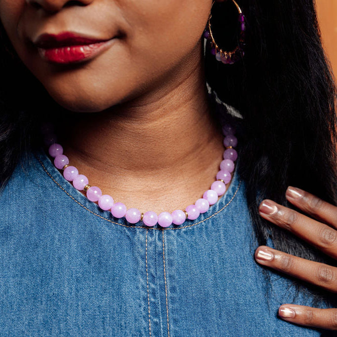 Rally Beaded Necklace-Lilac