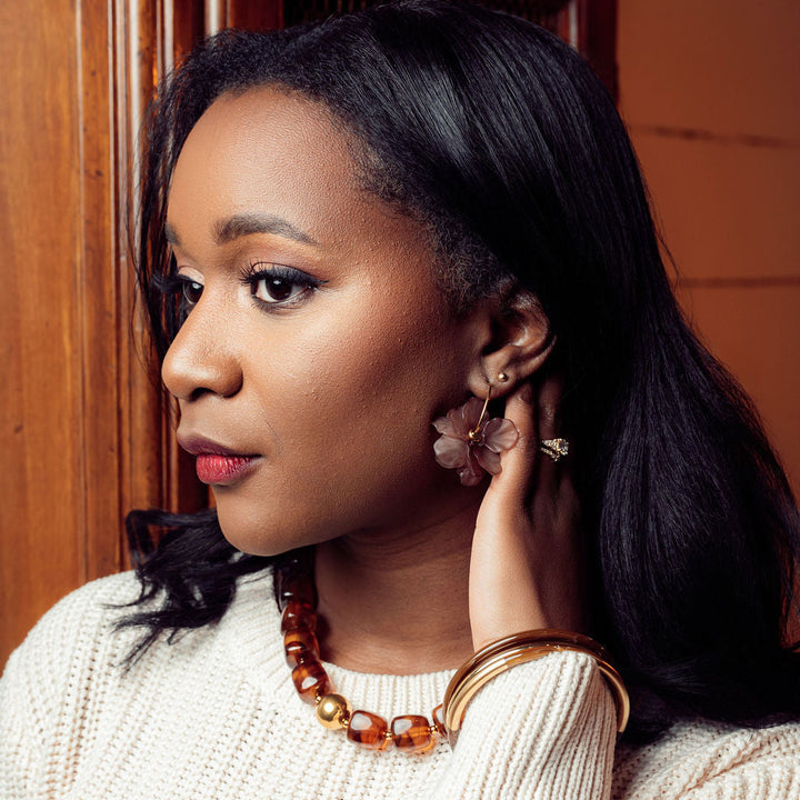 Rosemary Floral Earrings- Mauve