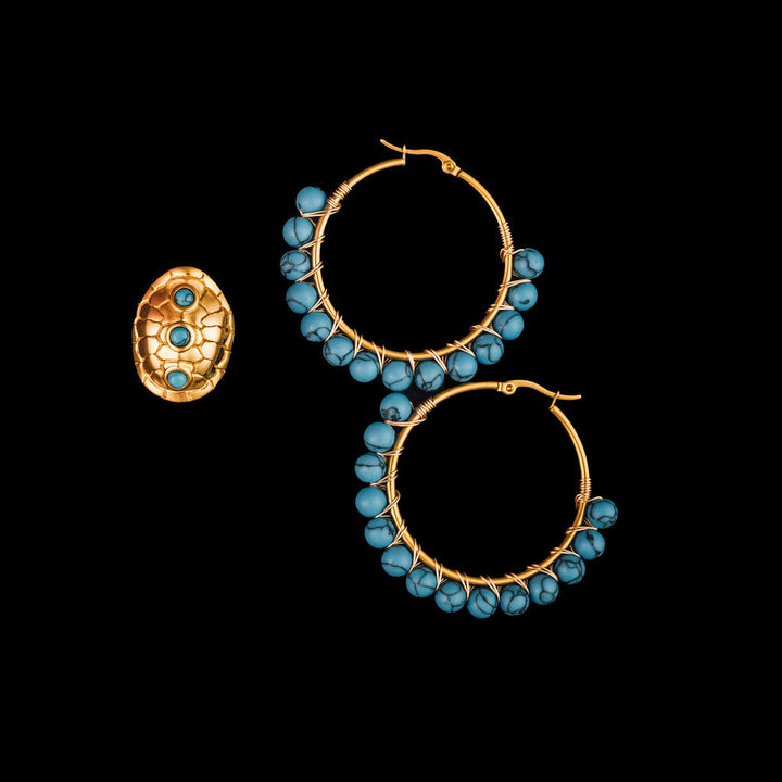 Al Beaded Hoop Earrings in Turquoise