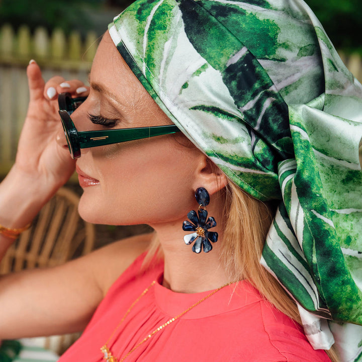 Flora Acetate Earrings- Blue