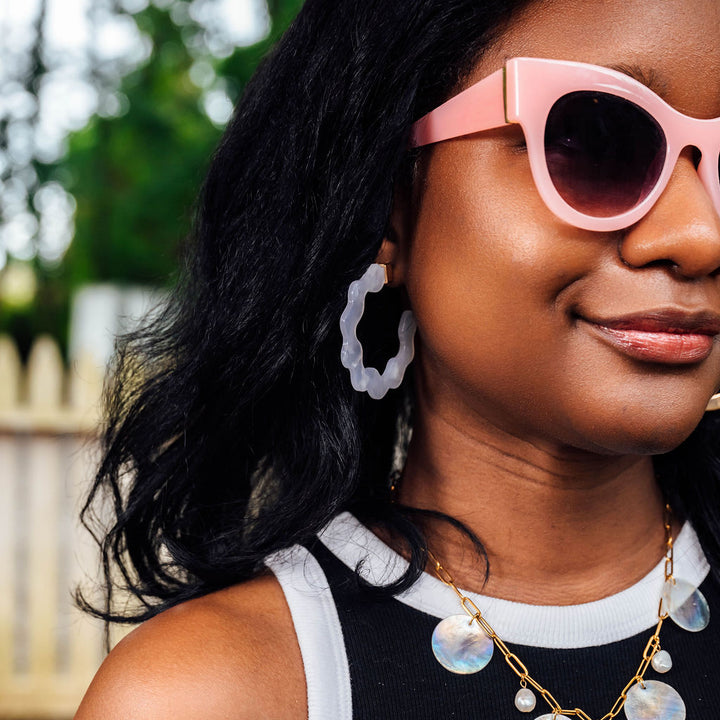 Delilah Acetate Hoops-White