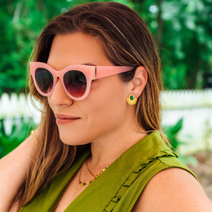 Alexx Clip On Stud Earrings- Green