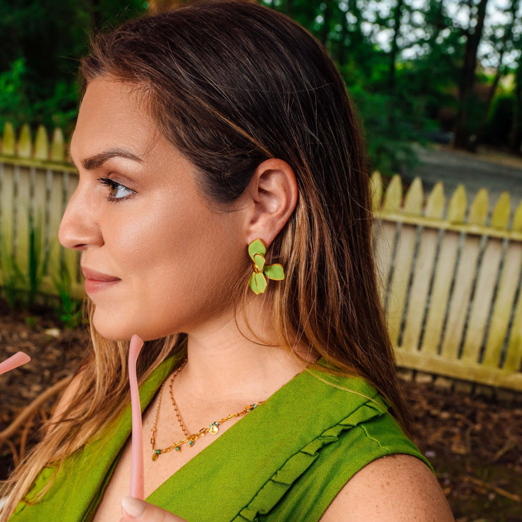 Chica Floral Earrings-Green