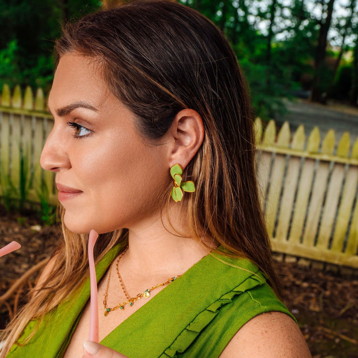 Chica Floral Earrings-Green