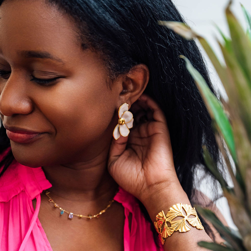 Chica Floral Earrings-Blush