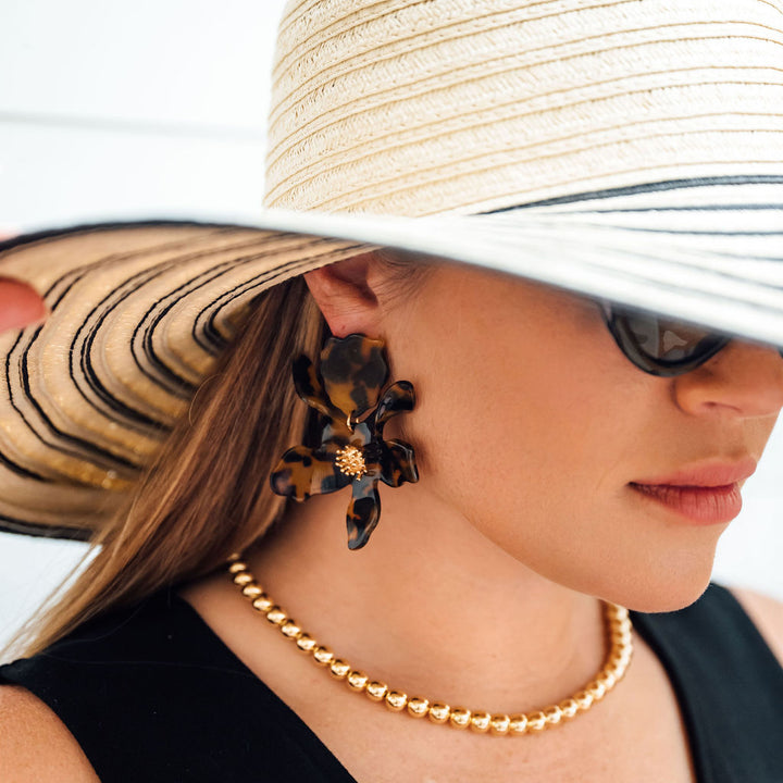 Phyllis Floral Earrings- Tortoise