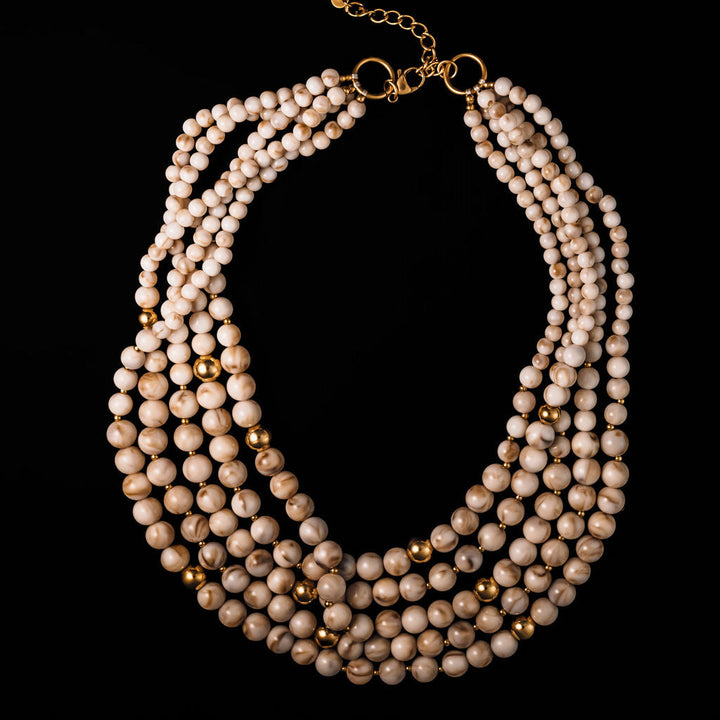 Lineup Layered Beaded Necklace in Ivory